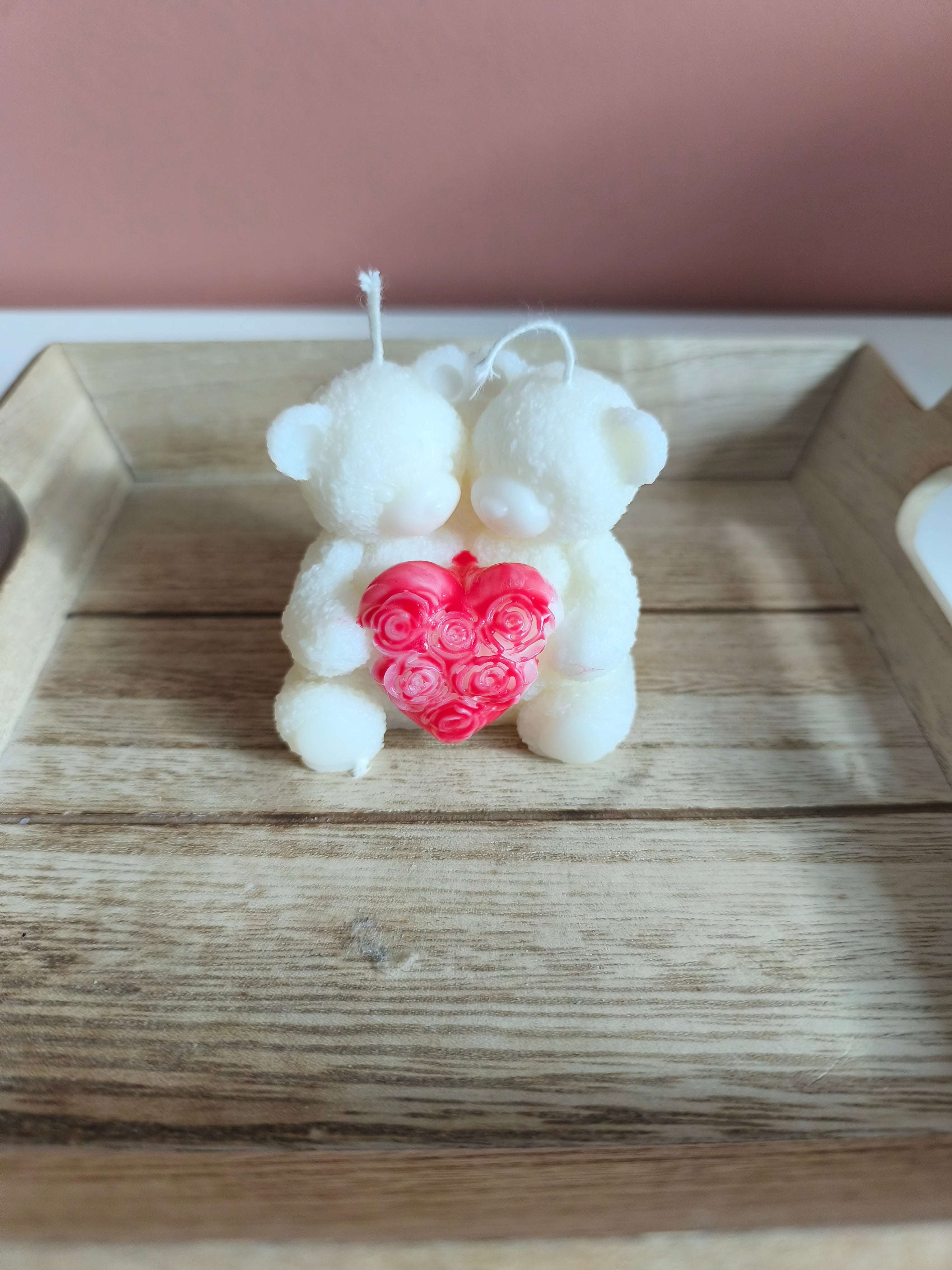 Bougie petit nounours enlacés