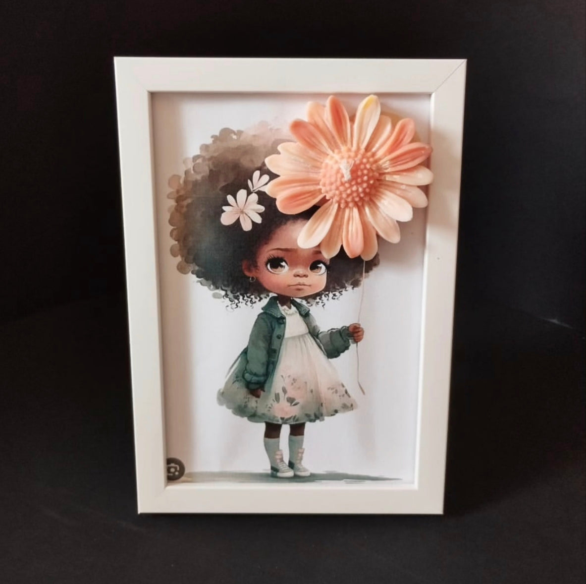 cadre personnalisable- portrait chibi et marguerite parfumée